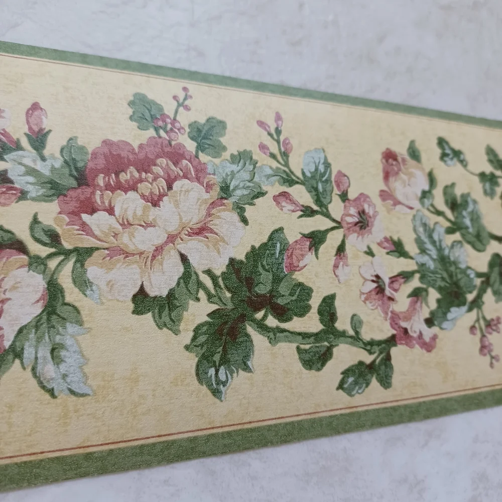 Wallpaper Border Vintage Peony Rose